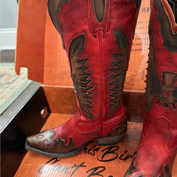 NIB Freebird “Willie” red leather boots size 8 - Picture 4 of 16